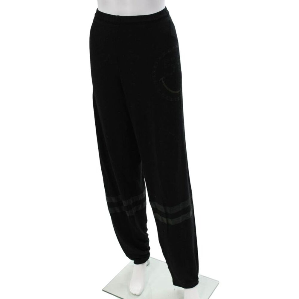 Lauren Moshi Womens Black Striped Polyester Jogger Pants Drawstring Size L